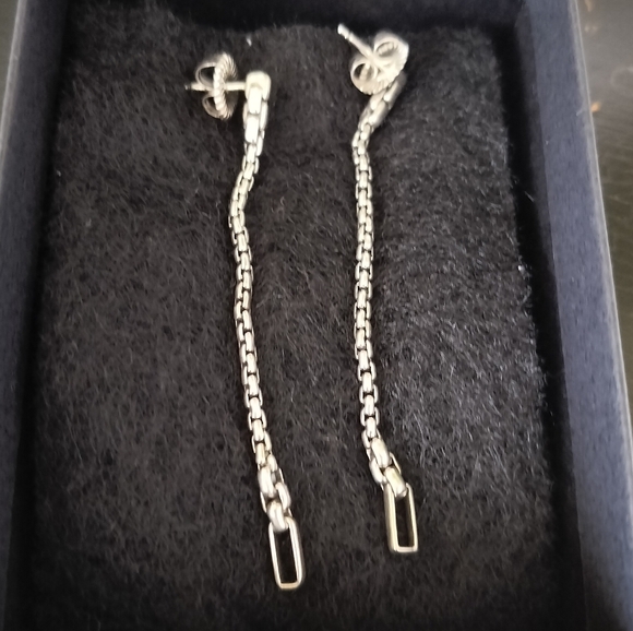 Jai Johan Hardy Sterling Silver Convertible Box Chain Drop Earrings - Picture 5 of 6